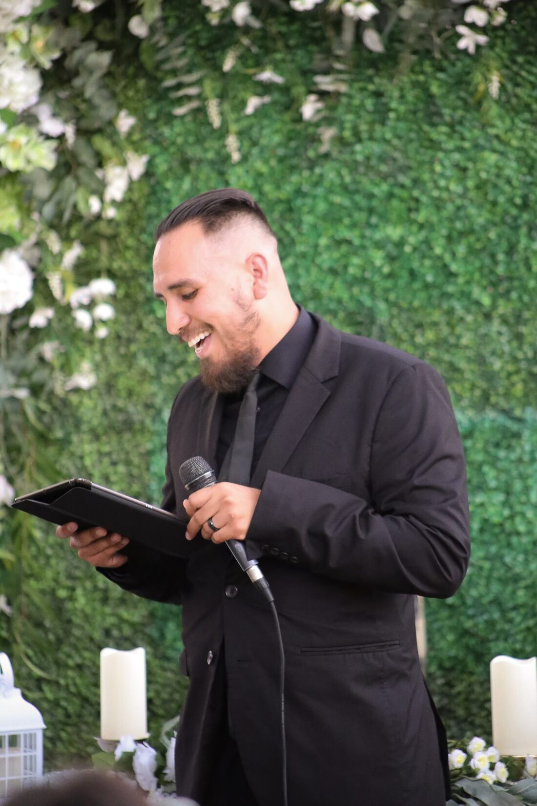 Kevin Bernal officiating a wedding ceremony
